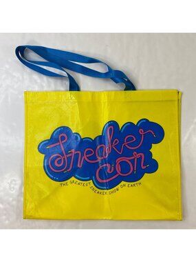 Sneaker Con Buy Sell Trade Tote Bag Yellow Blue Reusable Shopping eBayana